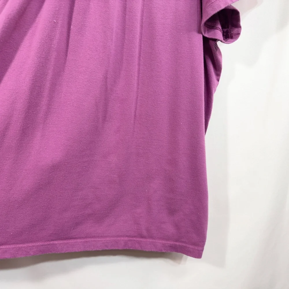 Liz & Me Plus Size 30W 32W Top 4X‎ Purple Floral Top V Neck Short Sleeve 350